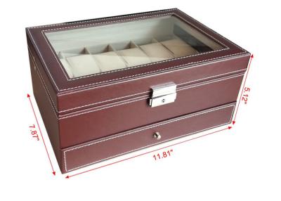 China Handmade Mens Watch Jewelry Box , Brown 12 Slots Wooden Watch Storage Case for sale