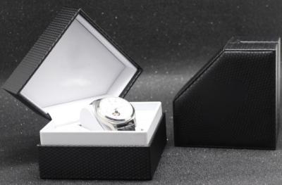 China Luxury Mens Watch Gift Box , Plastic+ Black Leather Mens Watch Jewelry Box for sale