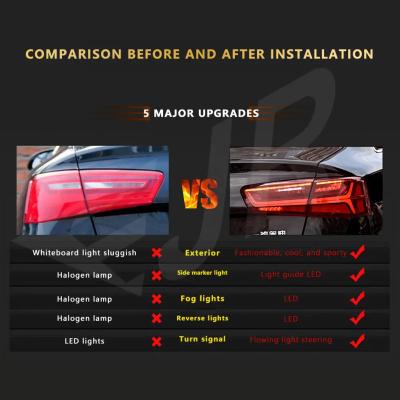 Китай 12-15 Для Audi A6L LED заднего освещения C7 Модифицированный 18 Audi C7PA Заднего заднего освещения Поток рулевого управления Поворотное управление Тормозные тормоза Автомобильная лампа продается