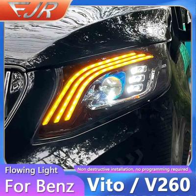 China Headlight Assembly For Mercedes Benz VITO V Class 2016-2020 Retrofit Maybach DRL LED Light Yellow Flow Turn V260 for sale