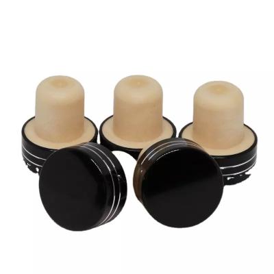 China Black Finished Aluminum Top Cap T Shape Cork Stopper For Champagne Vodka Wine for sale