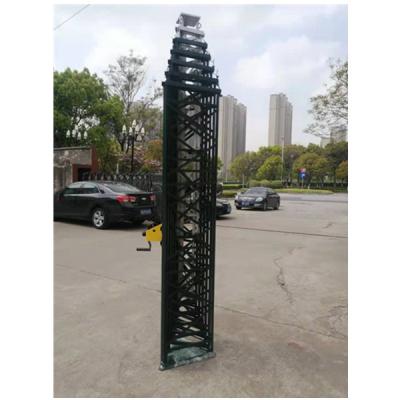 China 15M Sectional Steel Winch Up Self Supporting Telescoping Antenna Mast Tower for sale