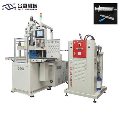 China Máquina de moldeo por inyección LSR de doble deslizamiento vertical para tapones de silicona de jeringa en venta