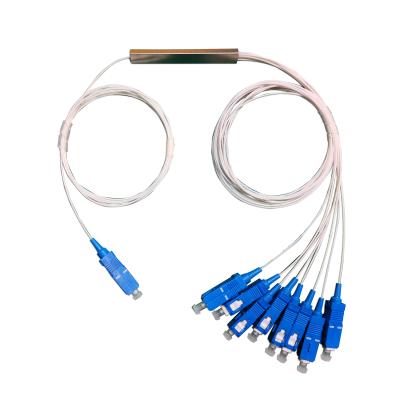 China OD 3mm SC UPC Fiber Optic PLC Splitter With Connector G657A2 for sale