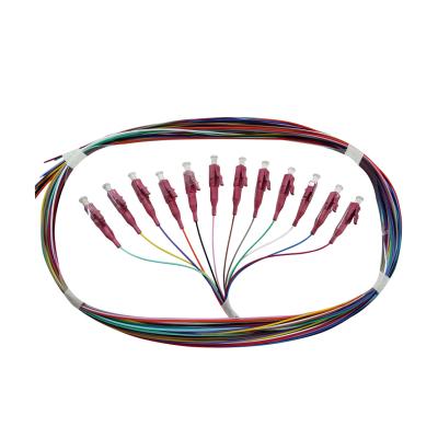 China LC UPC Fiber Optic Pigtail OM4 12 Color 0.9mm Multi Mode LSZH PVC IEC for sale