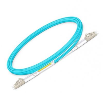 China OM3 LC Optical Patch Cord Multimode Duplex Aqua Cable 50/125um for sale