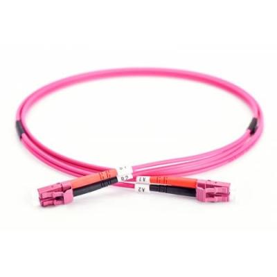 China IEC OM4 Duplex LC Patch Cord Multimode Violet Pink LSZH Sheath for sale