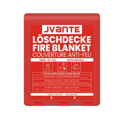 China Square box fire blanket    Jvante   Plastic red box   Case material: pvc    Size :1.2 * 1.2m/1.6*1.8m for sale