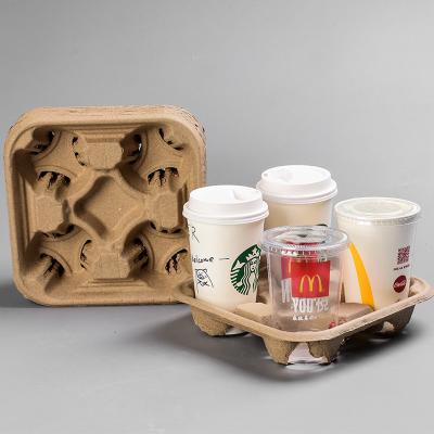 China Personalizado moldado reduza a polpa Tray Coffee Pulp Cup Tray biodegradável à venda