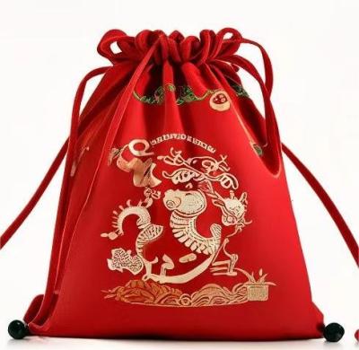 China Christmas Collection Polypropylene Drawstring Bag Custom Colored White Plastic Components for sale