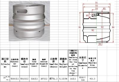 China Returnable 15L Slim Beer Brewing Keg , Slim Pony Keg With All Current Type Valve for sale
