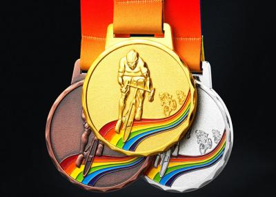 China Cycle Racing Metal Custom Sports Medals And Ribbons 110 Gram For Championship for sale