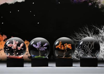 China Ball Shape Crystal Decoration Crafts Designed With Four Seasons Tree for sale