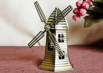 China Miniature DIY Craft Gifts World Famous Building Model Brass Dutch Windmill Replica for sale