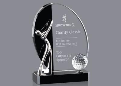 China Custom Logo Golf Trophy Cup With Metal Golf Figures & Crystal Golf Ball for sale