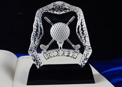China Polished K9 Crystal Golf Ball Trophy , Custom Logo Golf Club Trophy for sale