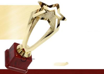 China Five - Pointed Star Plastic Trophies And Awards With Red Wooden Base for sale