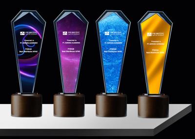 China Sandblasting / Lasering Logo Glass And Crystal Trophies , Personalised Glass Awards for sale