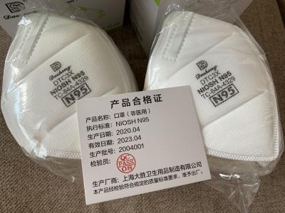 China Dasheng Brand N95 Mask New Version DTC3X With CE and NIOSH Certificates For Virus for sale