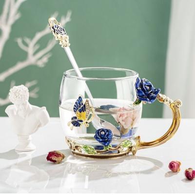 China Tall 350ml Short 320ml Crystal Tea Cup Home Decorations Crafts for sale