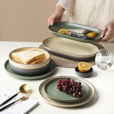 China China Wholesale Luxury Porcelain Dinner Set Gold Ceramic Tableware Stoneware Plates Sets Dinnerware Set for sale