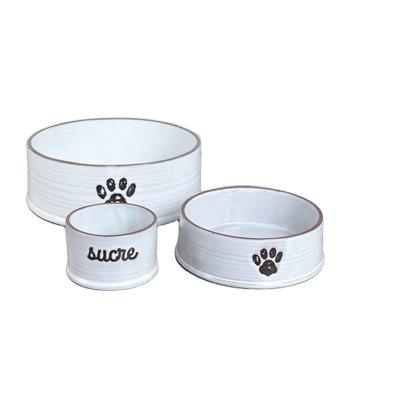 China Sustainable Personalised Ceramic Dog Bowls Round Shape With Stand for sale