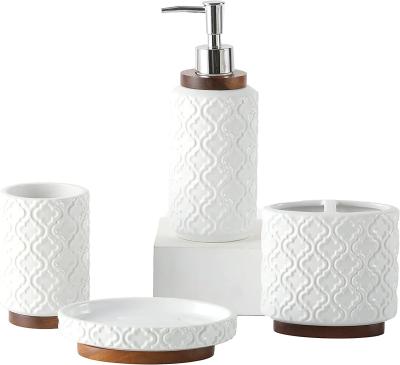 China Custom White Ceramic Bathroom Set For Hotel Decor Shower Room OEM ODM for sale