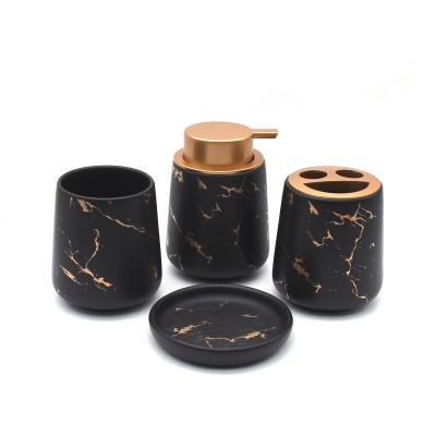 China Cute Marble Ceramic Bathroom Set Soap Dispenser Sustainable For Home Hotel for sale