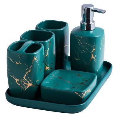 China Custom Luxury Ceramics Bathroom Accessories , Marble Bathroom Sets For Home Hotel Gift for sale