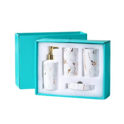 China Customized Ceramic Bathroom Accessories Set With Soap Dish Toothbrush Holder for sale