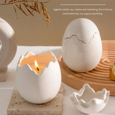 China Egg Shape Ceramic Candle Containers Multifunctional For Home Decoration for sale