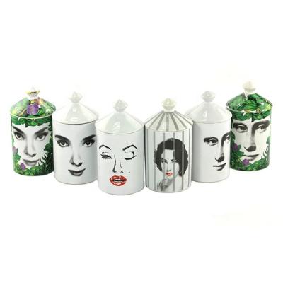 China Personalizado imprimindo o frasco cerâmico da vela do decalque, multi recipientes da vela da porcelana da cor à venda