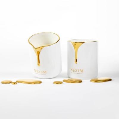 中国 世帯の結婚式の蝋燭ホールダー陶器、口が付いている贅沢な金の蝋燭の瓶 販売のため