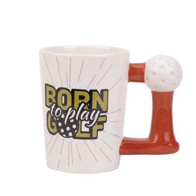 中国 コーヒー・マグのゴルフ・ボールの注文の球は陶磁器のDrinkwareをあらゆる容積の陶磁器のコーヒー・マグ形づける 販売のため