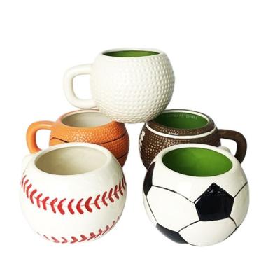 Κίνα Κούπα καφέ: Ποδόσφαιρο, καλαθοσφαίριση, κεραμική κούπα καφέ Drinkware μορφής σφαιρών συνήθειας σφαιρών γκολφ μπέιζ-μπώλ προς πώληση