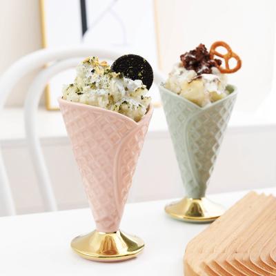 Китай Чашка украшения фарфора керамическая домашняя для OEM десерта мороженого продается
