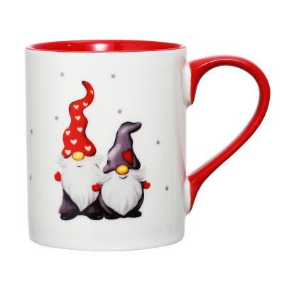 China 400ml Ceramic Coffee Cups , Porcelain Christmas Mugs With Cute Santa Claus Pattern for sale