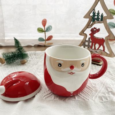 China Decoração cerâmica da casa do festival do Natal, Santa Ceramic Mugs With Handle à venda