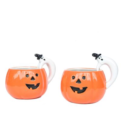 China Household Ceramic Pumpkin Mug , Sustainable Halloween Ceramic Cups for sale
