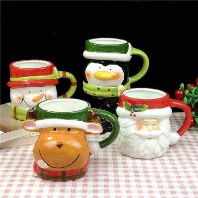 China Christmas Mug 400ml Creative 3D Modeling Couple Coffee Cup Breakfast Milk Cup Festival Gift Handcrafted Animal Cup for sale