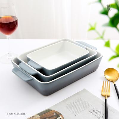 Chine La forme rectangulaire Bakeware en céramique place le plat pour le volume du lasagne 23.7oz à vendre