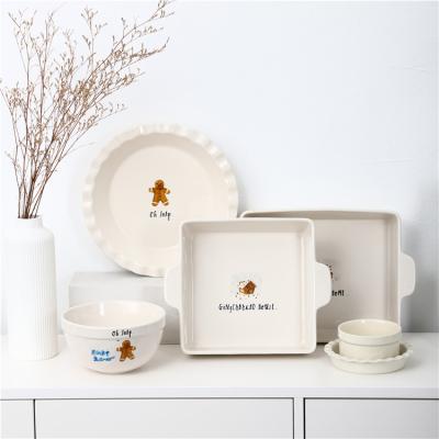 China European Style Christmas Ceramic Kitchenware Set White Color For Baking for sale