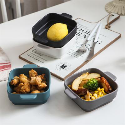 China Customized Small Square Ceramic Baking Dish For Home Restaurant for sale