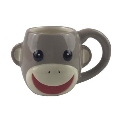 China custom monkey 3d shape cute ceramic coffee mug tea and coffee mug for sale