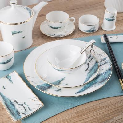 China Gift Box Ceramic Plate Set , Round Dishware Set Porcelain Dinnerware Set for sale