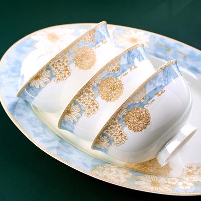 China Solid Ceramic Dishware Set Daily Use With Gift Box , High End Porcelain Dinnerware Set for sale