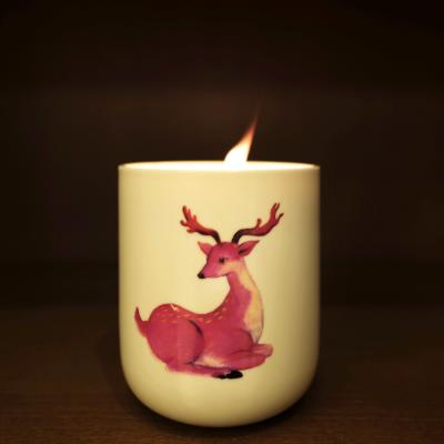 China Smokeless Ceramic Candle Holder 500ml In Gift Box Container For Home Decor en venta