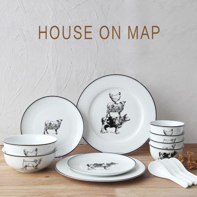 China Matte Crockery Dinner Ceramic Plate Sets Vaisselle Dish Restaurant Dinnerware Plates for sale