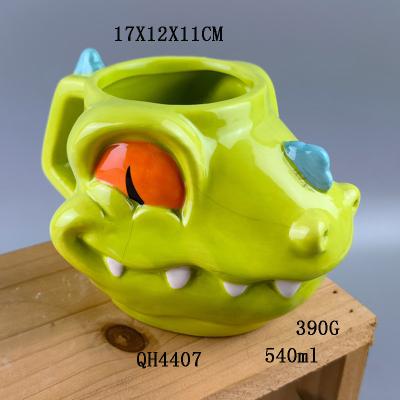 China Creative Office Ceramic Animal Mug Water Cup Cartoon Anime Dinosaur Mug for sale