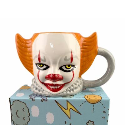China Halloween Exclusive Gift 3D Clown Mug Hood Escape Room Movie Peripheral Water Cup for sale